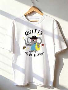 Stylish And Cheerful Short-Sleeved T-Shirt For Children. This  Short-Sleeved T-Shirt For Spring And Summer 2026 Is Made In Mexico And Weighs 180 Grams. It Features A Cartoon Print And A Couple Design, Making It Suitable For Indoor Or Outdoor Wear. The Crew Neck Is Unisex And Ideal For Both Office And Leisure. One-Pack. - WH-P631577SLNDXZGY509 - 查看 1