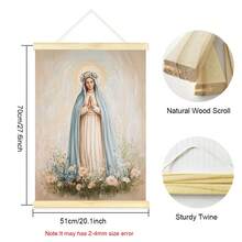 1pc Framed/Unframed Virgin Mary Catholic Canvas Poster Marian Floral Crown Christian Wall Art Print Minimalist Religion Decor Scroll Painting For Apartment,Living Room,Bedroom,Modern Home Decoration - Poster - View 10