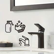 Hình dán vòi nước hoạt hình - Decal PVC có thể tháo rời dùng để trang trí nhà bếp, phòng tắm và phòng ăn, tự dính, dễ lắp đặt, thiết kế viền trắng đen, trang trí tường nhà bếp | Nghệ thuật trang trí tường hiện đại | Hình dán dễ lắp đặt - 1 cái - Xem 4