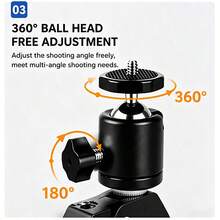 Giá đỡ máy ảnh kẹp siêu chắc 360° với đầu bi mini, vít 1/4" và kẹp tháo nhanh dành cho máy ảnh DSLR và giá đỡ chân máy. - Xem 4