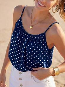 Camiseta de tirantes con pliegues con estampado de cebra para mujer - Azul marino - Ver 7