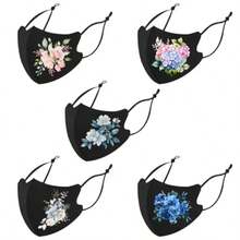 Reusable Cloth Washable Ice Silk Cloth Face MasksAdjustable Fancy Flower Pattern Cloth Mask For Adult - N9 - View 3