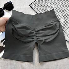 Pantalones cortos de yoga sin costuras de cintura alta para mujer - Levantamiento de glúteos elástico, adecuado para correr, fitness y actividades al aire libre| Apariencia de moda| Tela elástica de verano - Gris Oscuro - Ver 5