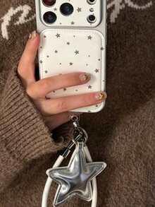 Korean Minimalist Starry Sky PU Phone Case, Compatible With IPhone 17 Pro Max, 16 Pro, New 15 Pro, 16 PM Nylon Material, 14 Pro Full Coverage Silicone, 17 Pro Creative Design 14 - White - View 3