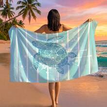 1pc Sea Turtle Printed Beach Towel, Suitable For Travel, Outdoor Camping, Beach, Swimming, Beach Vacation - A - View 8