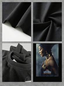 A Powerful Figure Symbolizing Strength, Courage, And Afro Pride, Inspired By Ancestral Culture With Intense Tones And Metallic Details That Evoke Mystery And Elegance. A Comfortable And Modern Women's T-Shirt For Everyday Wear. - 黑色 - 查看 4