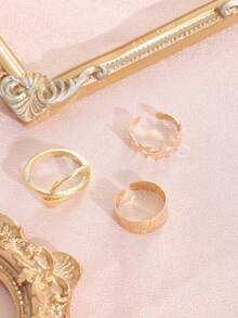 Set de 3 anillos para los dedos de los pies con baño de oro con diseño de serpiente y estrella, anillos para los dedos de los pies ajustables para mujeres, joyería de verano para la playa - Dorado - Ver 3