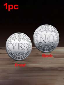1pc Gold/Silver Metal Yes/No Decision Coin, 3D Lucky Divination Coin - Multicolor - View 10
