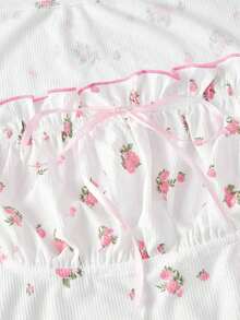 Vestido midi de Body con cuello cuadrado y mangas abullonadas para mujer, vestido de lechera, vestido para té, vestido midi con estampado floral y cuello cuadrado y mangas abullonadas para mujer, vestido de invitada de boda, atuendos de primaver - Multicolor - Ver 5