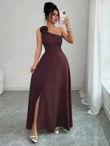 YHHElenzga Vestido largo sin mangas verde con decoración floral en los hombros, cintura ajustable, falda en línea A con abertura, estilo vintage francés romántico y elegante, adecuado para ir al trabajo, negocios, playa, casual, versátil y sencillo, boda, Día de San Valentín, primavera/veranoYHH - Granada - Ver 7