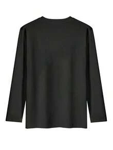 Women's Long-Sleeved T-Shirt, 100% Cotton, Modern And Versatile, 210g, One Piece. - Black - View 4
