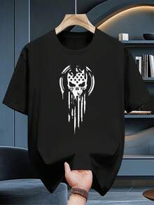 200g Short Sleeve T-Shirt 100% Cotton - Soft Crew Neck, Casual Summer T-Shirt With Breathable Fabric, Short Sleeve Top For Casual Wear, Machine Washable, Versatile For Layering (200gsm) - Bull King Selection - 黑色 - 查看 1
