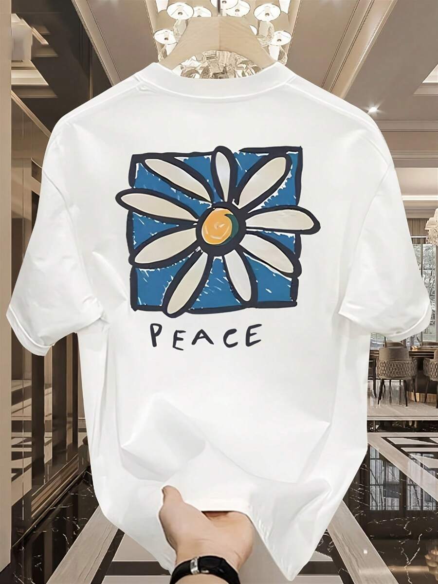New Women's Short-Sleeved T-Shirt, 180g, 100% Cotton - Versatile Casual T-Shirt With Summer Print For Men - Summer Print T-Shirt For Couples - Unisex - Holiday Gift - 白色 - 查看 1