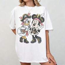 Shirt With Disney Pirate Motif, Minnie Mouse & Daisy Duck,  Friends' T-Shirt, Perfect Gift For Her, Ideal For WDW, Disneyland, And Friends' Cruise Trip. - trắng - Xem 1