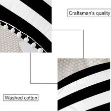 1pc Modern Black & White Striped Tassel Decor 100% Polyester Fiber Pillow Cover, Machine Washable, Zipper Design Easy To Clean, Suitable For Summer Outdoor Garden Cushion, Home And Patio Furniture, No Core Woven, Tent Accessory - Black and White - View 3