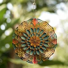 Kincir Angin Bunga Mandala 3D: Dekorasi Dalam/Luar Ruangan, Seni Halaman, Dekorasi Taman, Dekorasi Hari Thanksgiving - Patung Dinamis, Lonceng Angin Luar Ruangan (Liontin Tidak Termasuk), Gaya Acak - A - View 3