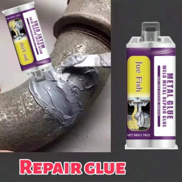 JUE FISH High-Temperature Resistant Metal Repair Adhesive: Maintains Stable Performance In High-Temperature Environments, Ensuring The Safety And Reliability Of Repaired Components During High-Temperature Operations. Waterproof, Leak-Proof, Crack-Filling Metal Bonding AB Adhesive Metal Repair Glue.