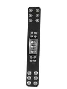 1pc Vintage Skull Metal Tag Rivet Leather Bracelet, Punk Style Fashion Accessory, Gift For Men - Black - View 6