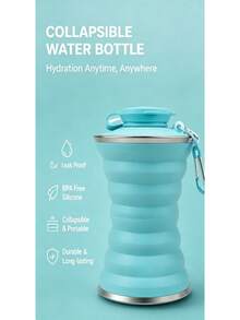 Collapsible Silicone Water Bottle With Carabiner, Reusable Leak Proof Foldable Camping Cup, Portable Sports Travel Bottle For Outdoor, Gym, Hiking, Cycling - Green - View 14