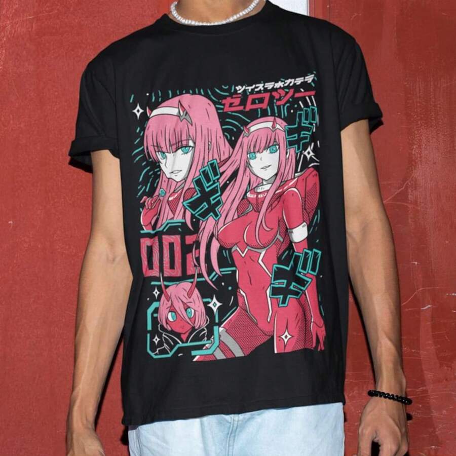 Camiseta de anime Waifu Material, Camiseta de chica anime Darling UniS1ex Graphic T1EE7 - Negro - Ver 1