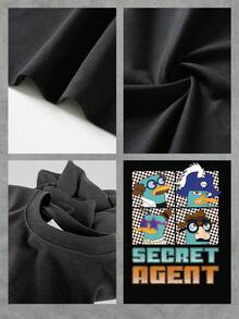 Gráfico divertido de pato agente secreto con gafas, sombrero y casco de pirata que simboliza curiosidad valentía e ingenio en cada aventura camiseta de mujer  cómoda y casual para uso diario - Negro - Ver 4