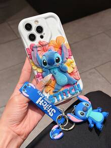 Disney Lilo And Stitch Phone Case : 3D Fluffy Pattern Border Protector Phone Soft Phone Case With A Free Cute Stitch Bracelet Chain Lanyard, Stitch, Lilo, Angel, For Apple 17 Promax 17 Pro 16 15 14 13 12 11 Pro Max XS Max X XR Soft Cover Summer Phone Case - White - View 3