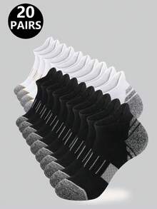1/5/10/20 Pairs Men's Short Socks, Comfortable Durable Non-Slip Ankle Socks, Suitable For Basketball, Running, Sports - Multicolor - View 19