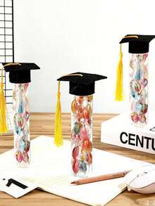 24pcs/12pcs/1pc 2026 Graduation Candy Jar Gift Set, Includes Mini Graduation Cap And Candy Box, Suitable For 2026 Adult Graduation Party Guests, DIY Graduation Party Supplies, Graduation Candy Box, Graduation Cap Jar Container DIY Graduation Party Favors - Multicolor - View 2