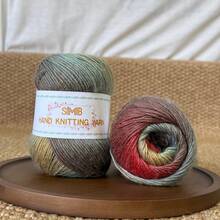 两捆100%纯羊毛纱线，分段染色，每捆约50克，共100克，适合编织帽子、围巾、围兜等产品。质地柔软，不粘手。羊毛材质不易起球，颜色鲜艳。每捆颜色各异，每捆彩色纱线长度约为180米±196码。 - 2團2730 - 查看 25