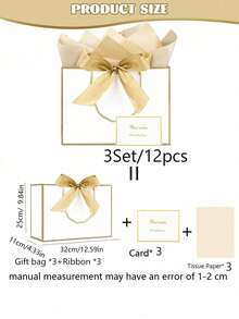 Bộ 4 món quà tặng, bao gồm 1 túi quà, 1 giấy lụa, 1 thiệp có ruy băng, túi mua sắm, túi đựng có quai xách, túi tote trang trí nơ, thích hợp cho bé gái, đám cưới, tiệc tùng, Giáng sinh, Lễ Tạ ơn, Năm mới, sinh nhật, Ngày lễ tình nhân, phù dâu, bạn gái, họp mặt và các dịp khác. - Nhiều màu 4 - Xem 16