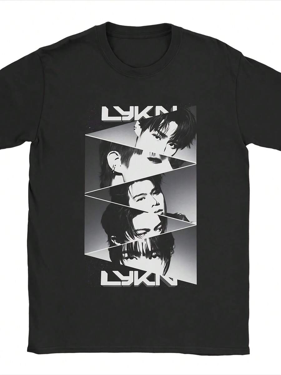 Casual Neck Design, 3D Easter Anime Style, Sporty, New 2026 Model, LYKN T-Shirt, Couple T-Shirt For All Seasons, Short Sleeve T-Shirt, Classic Design, Blouses For Women, Blouses, Casual Blouses For Women, Informal Blouses For Women, Tops For Women, Tops, Unisex. - 黑色 - 查看 1