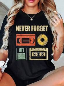 Funny Gift T-Shirt Never Forget Audio Tapes 70s 80s 90s, Women's Blouses, Blouses, Casual Blouses For Women, Informal Blouses For Women, Women's Tops, Tops, Unisex. - 黑色 - 查看 6