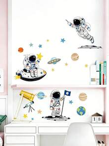 Cartoon Astronaut Pilot Wall Stickers, Suitable For Baby Nursery, Children's Bedroom, Kindergarten, Classroom Decor, Space Theme - Multicolor - View 8