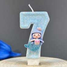 1 cây nến số thủ công sáng tạo chủ đề nàng tiên cá từ 0-9, màu xanh nhạt, thích hợp để trang trí bánh sinh nhật, tiệc chủ đề đại dương, lễ kỷ niệm sinh nhật lần thứ nhất. - Xem 11