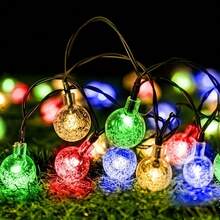 Dây đèn LED năng lượng mặt trời hình cầu pha lê dài 22 mét, 200 bóng, 8 chế độ đổi màu, thích hợp trang trí ngoài trời, sân vườn, hiên nhà, tiệc tùng, Giáng sinh, đám cưới. - Nhiều thông số kỹ thuật - Xem 8