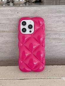1 chiếc, ốp lưng điện thoại hình thoi 3D, màu hồng bóng, chống sốc và chống rơi, mềm mại cho dòng Pro Max. - Màu Hồng Tươi - Xem 3