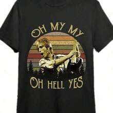 1 pieza Camiseta Gráfica de Algodón para Hombre, Manga Corta, Estilo Vintage, Tom Pettys Oh My My Oh Yes - Colección Divertida Negra, Y2K, Camiseta para Hombre, Tops de Verano, 180g Algodón 100% - Negro - Ver 8
