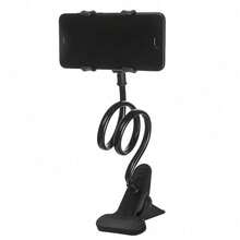 Gooseneck Phone Holder With A Flexible Arm, 360-Degree Adjustable Clamp, Total Length Of 22.44 Inch, Overhead Phone Mount, Adjustable Arm, Flexible Design, Suitable For Beds, Tables, And All Smartphones, Bedside Phone Holder, Desktop Accessory - Black - View 2