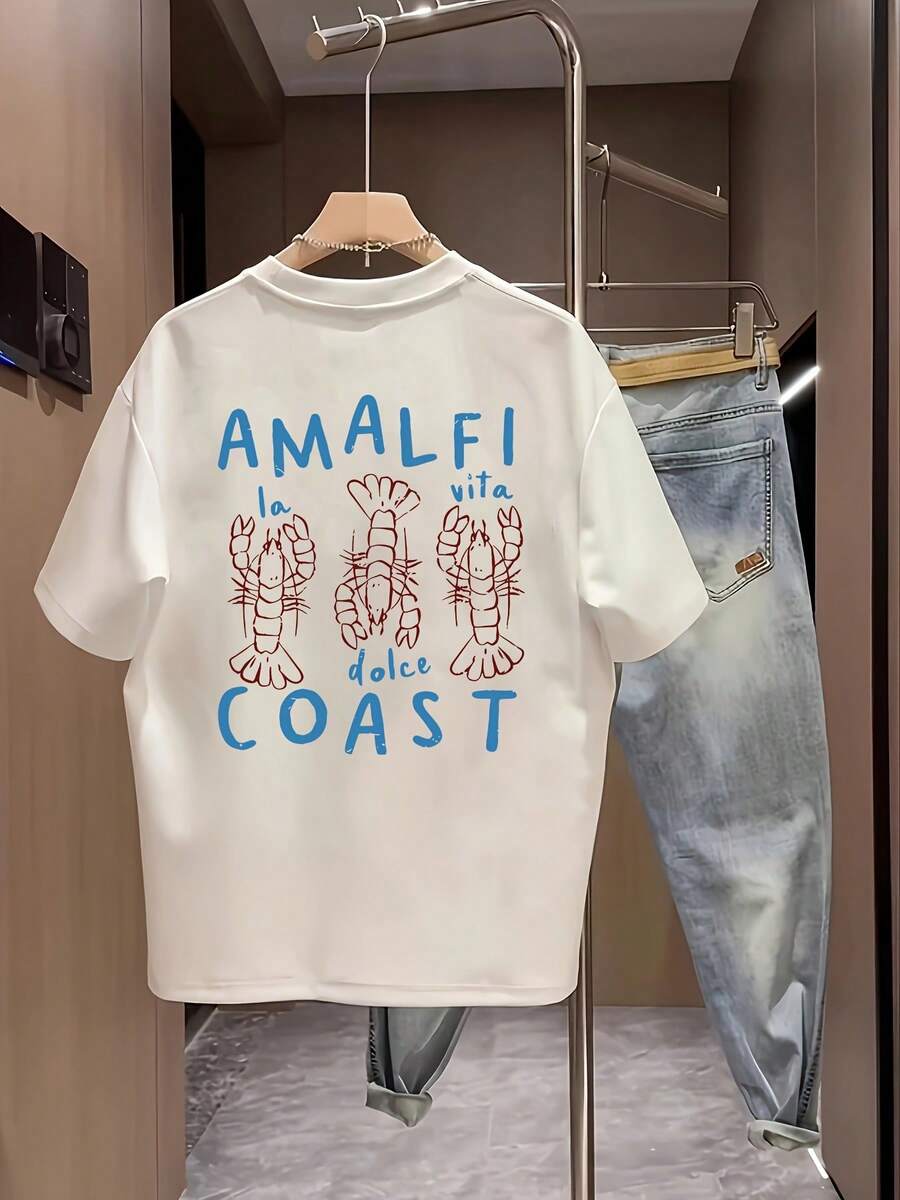 Edición Limitada: Camiseta de Manga Corta con Cuello Redondo Versátil para Hombre,% Algodón, Estampado Casual de Verano 777, Algodón Ligero - Blanco - Ver 1