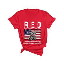 US Military Flag T-Shirt For Red Friday, We Wear Red Shirts On Friday, Red Friday Veterans T-Shirt, All Deployed Memorial T-Shirt, Military Family T-Shirt, Women's Blouses - 紅色 - 查看 5