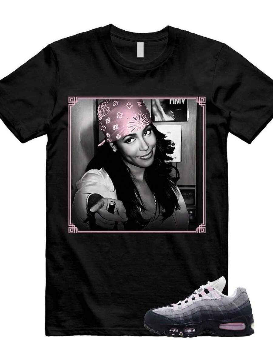 Conjunto de Camiseta 95 Pink Foam Black and White OG Big Bubble camisas de mujer sudaderas para mujer sueter blusa casual mujer verano vestidos de graduación - Negro - Ver 1
