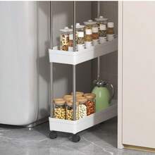 1 Black Small Trolley Storage Rack, Floor-Standing, Multi-Layer Design, Suitable For Bathrooms, Toilets, Gaps, Living Rooms, Kitchens And Other Places, Layered Storage Rack, Small Trolley Storage Rack, Home Bathroom Decoration, - Multicolor - View 9