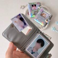 1pc Ins Style 2-Inch Holographic Colorful Keychain Photo Album, Idol Photo ID Card Holder, Mini Photo Sticker Album Pendant - Laser Photo Album - View 8