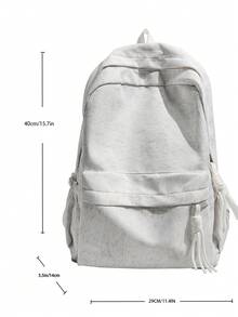 1个极简大容量背包，纯色，适合旅行、购物，可装笔记本电脑和课本 - 米色 - 查看 5