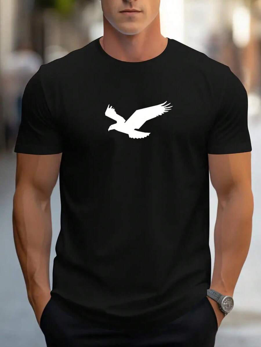 Camiseta de manga corta ajustada y transpirable con estampado de letras clásicas - Cuello redondo, estilo casual de verano y para uso diario, lavable a máquina, versátil para usar en capas en todas las estaciones - Top casual minimalista y elegante para - Negro - Ver 1