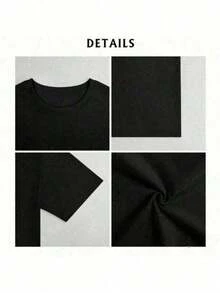I'm A Baseball Grandma, Oversized Classic Short-Sleeve Graphic Print 100% Heavy Cotton Women's Casual Short-Sleeve Tee. - 黑 - 查看 4
