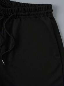 3 piezas Pantalones cortos deportivos casuales de cintura elástica y cordón de unicolor - Multicolor 2 - Ver 9