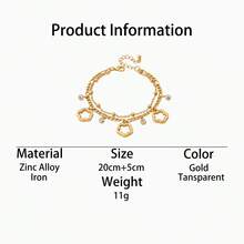 1 chiếc vòng chân nhiều lớp mặt dây chuyền hình cỏ ba lá rỗng, thanh lịch, sang trọng dành cho nữ (Do cắt thủ công, số lượng hạt trên dây có thể thay đổi, nhưng chiều dài cuối cùng vẫn giữ nguyên) - Vàng - Xem 5