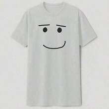 Anime Robot Face Print T-Shirts, Funny T-Shirts, Graphic Tees, 180g, Loose Fit, Crew Neck, Short Sleeve, Women's Clothing, Harajuku T-Shirts, Summer Tops BOF0 - 黑色 - 查看 3