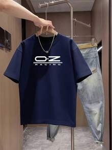 Nueva camiseta de manga corta para mujer de 180g,% algodón - Camiseta casual versátil con estampado de verano para hombre - Camiseta con estampado de verano para parejas - Unisex - Regalo para vacaciones - Azul marino - Ver 12